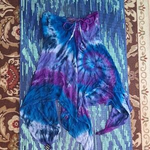 Dimple Dyes Handmade Hankercheif Tie Dye Skirt/ Halter Top Large Blue And Purple